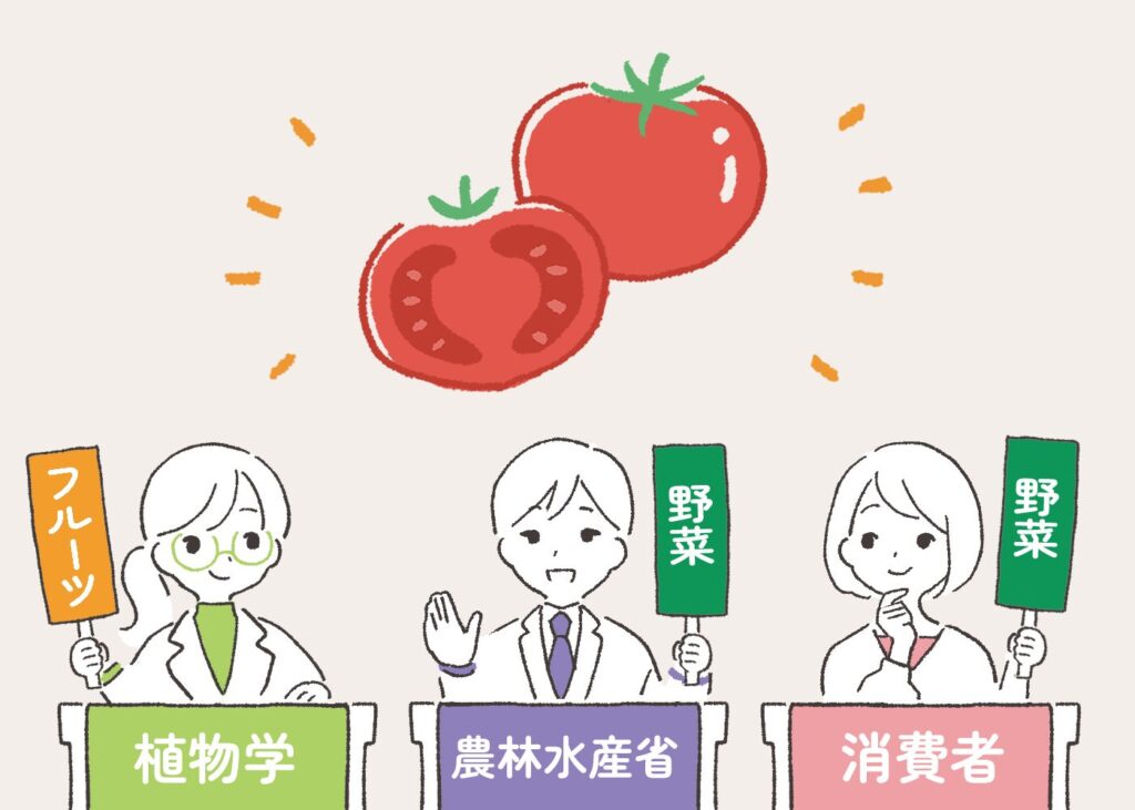 フルーツか野菜かは組織や団体によって異なるイラスト