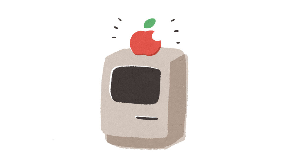 Apple社のパソコン“Macintosh”をイメージしたイラスト